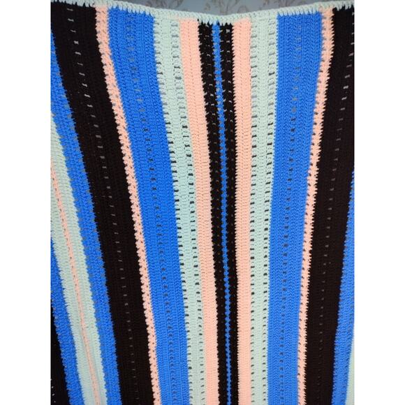 Handmade 52x39 Inches Multicolor Stripe Reversible Crochet Throw/Blanket - Picture 11 of 16